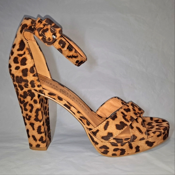 Chinese Laundry AMKS Platform Sandals Women's 7.5 Leopordskin 4" Block Heels - Picture 1 of 12